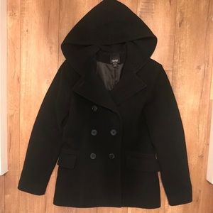 ESPRIT Black wool pea coat size small